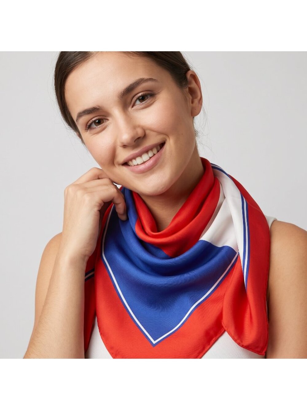 David Watson British Art Collection Red Quadrangle Silk Twill Scarf MSRP $190